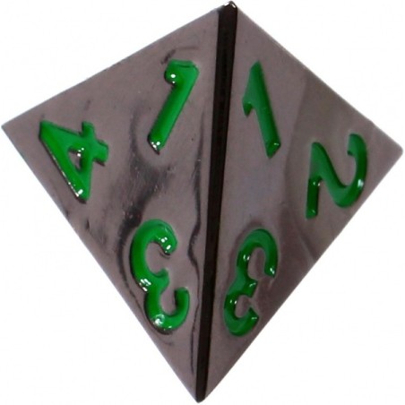 Komplet kości REBEL RPG - Metal - Czarna stal z zielonymi numerami