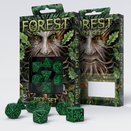 Kości RPG Leśne 3D Zielono-czarne (7)