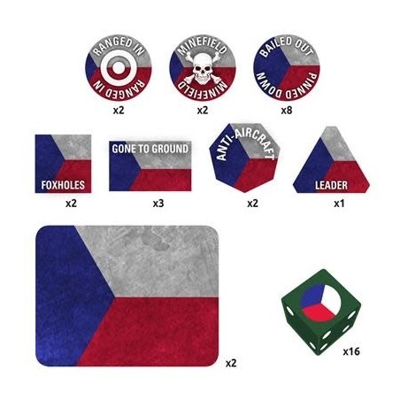 Team Yankee Czechoslovak: Gaming Set (x20 Tokens, x2 Objectives, x16 Dice)